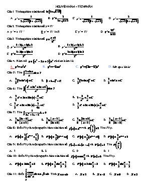 Trắc nghiệm Nguyên hàm  tích phân